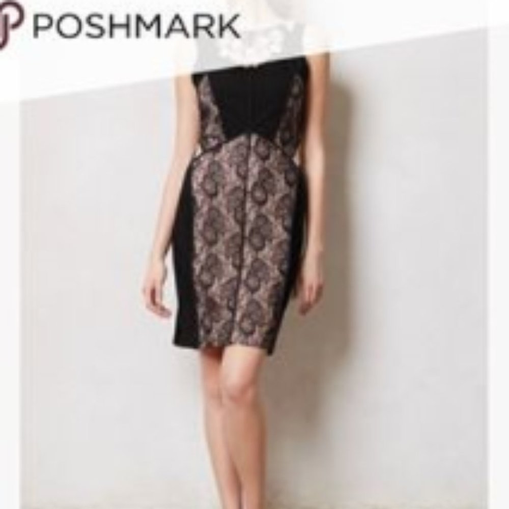 Anthropologie black lace dress Size 8 P